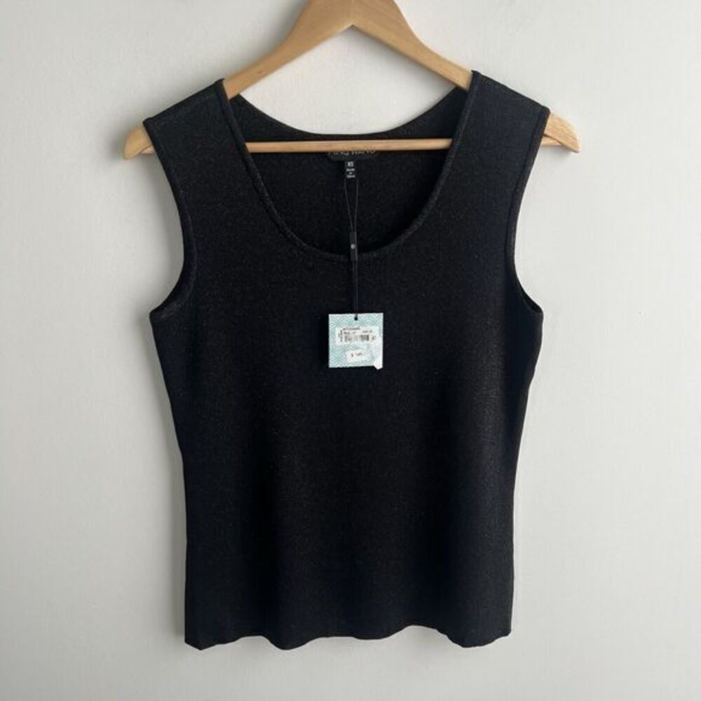 Ming Wang Women’s XS Blouse Black Metallic Top Shirt Career Cocktail NWT $145